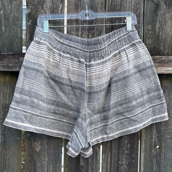 Artisan NY Linen blend Gray Striped Shorts Large - Picture 3 of 4